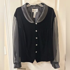 Another Thyme Black Sheer Sleeve Blouse